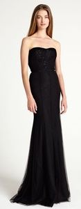 Monique Lhullier strapless black evening gown